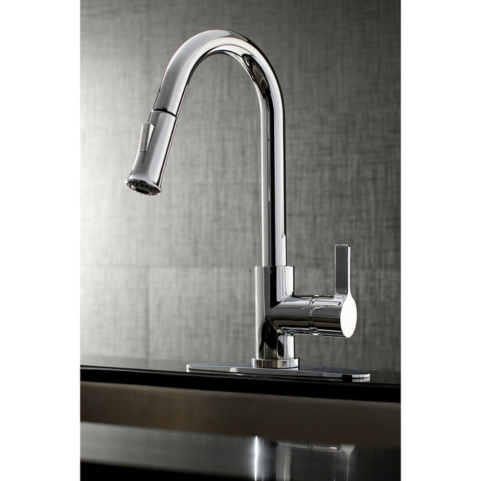 Kingston Sona LS8681CTL - Continental Single-Handle Pull-Down Kitchen Faucet, Polished Chrome
