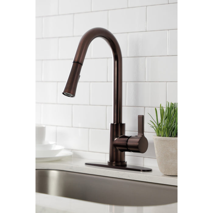 Kingston Sona LS8685CTL - Continental Single-Handle Pull-Down Kitchen Faucet, Oil Rubbed Bronze