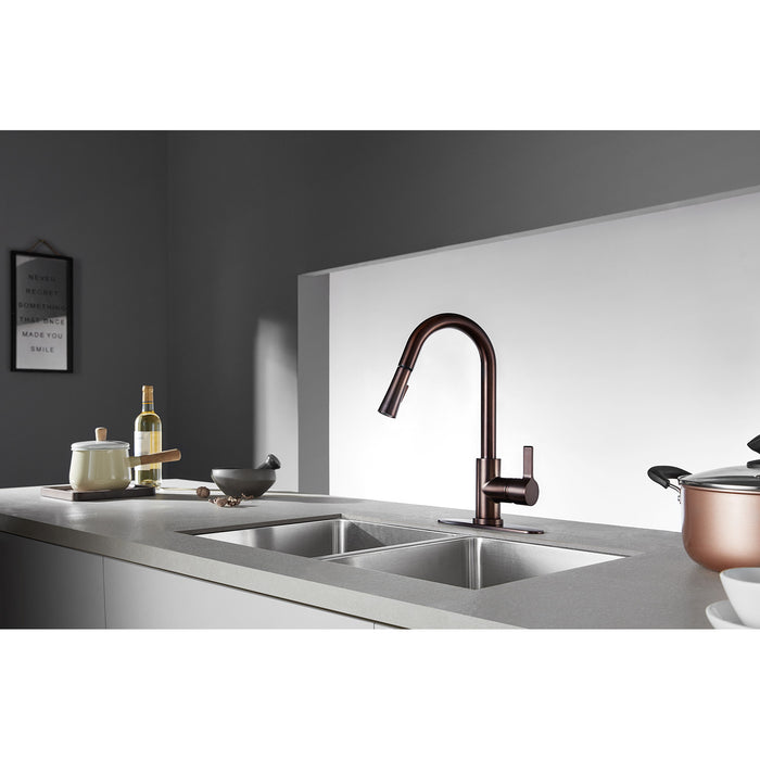 Kingston Sona LS8685CTL - Continental Single-Handle Pull-Down Kitchen Faucet, Oil Rubbed Bronze