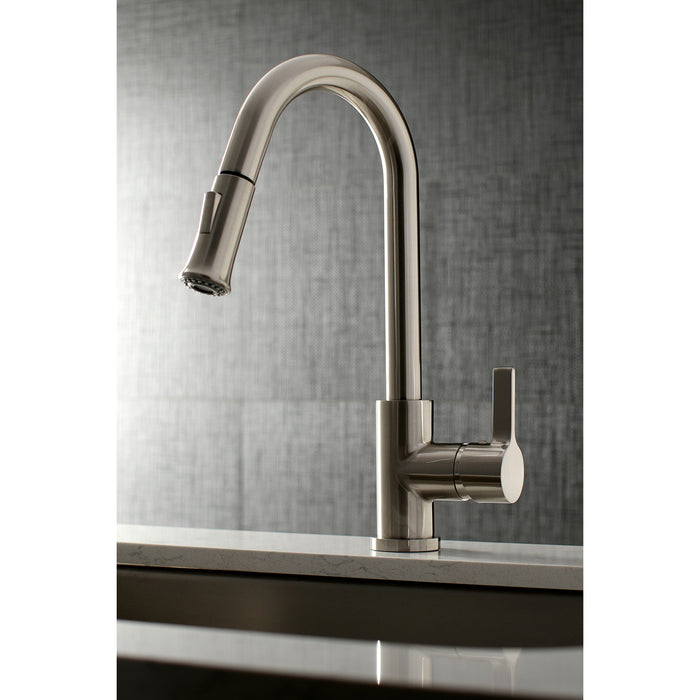 Kingston Sona LS8688CTL - Continental Single-Handle Pull-Down Kitchen Faucet, Brushed Nickel