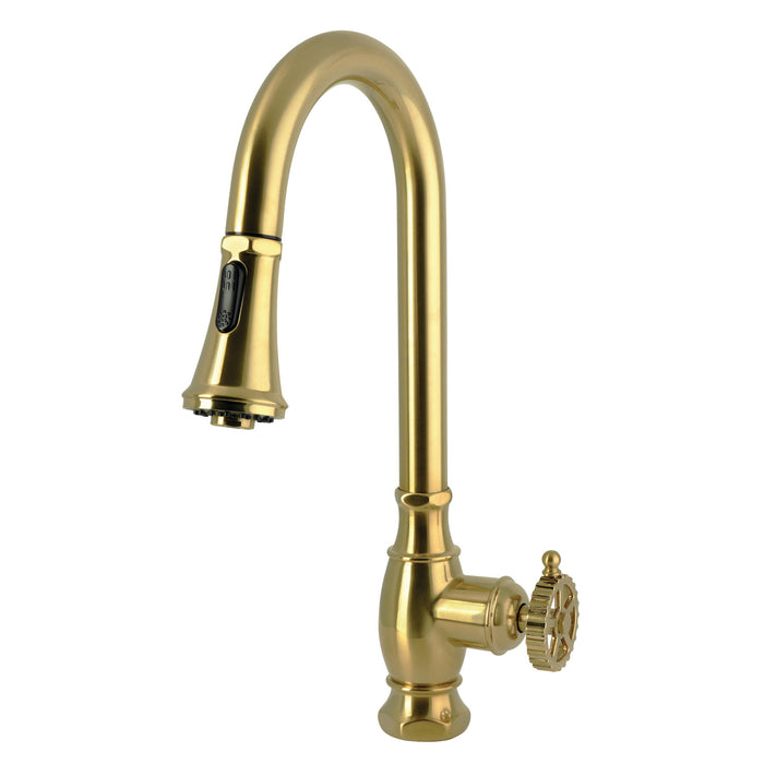 Kingston Fuller LS8693CG Single-Handle Pull-Down Kitchen Faucet, Brushed Brass