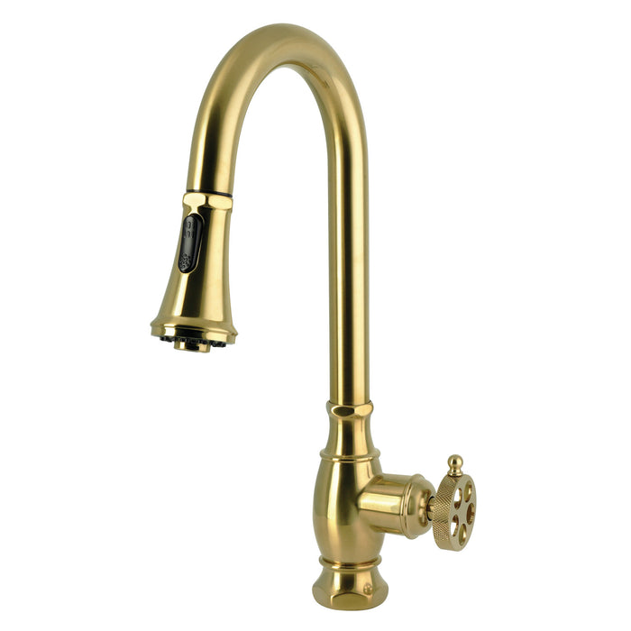 Kingston Wendell LS8693RKZ Single-Handle Pull-Down Kitchen Faucet, Brushed Brass