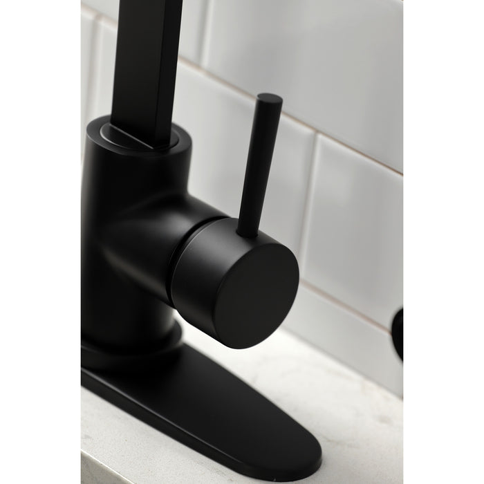 Kingston Sona LS8710DLBS - Concord Single-Handle 1-or-3 Hole Deck Mount Kitchen Faucet with Brass Side Sprayer, Matte Black