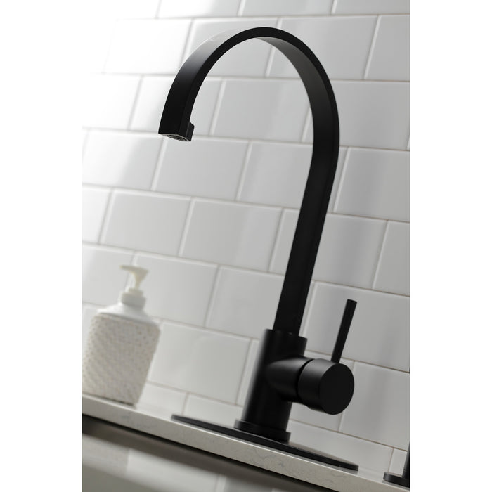 Kingston Sona LS8710DLBS - Concord Single-Handle 1-or-3 Hole Deck Mount Kitchen Faucet with Brass Side Sprayer, Matte Black