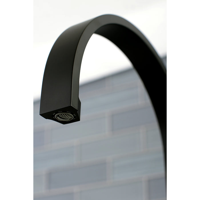 Kingston Sona LS8717CTLSP - Continental Single-Handle 2-Hole Deck Mount Kitchen Faucet with Side Sprayer, Matte Black/Polished Chrome