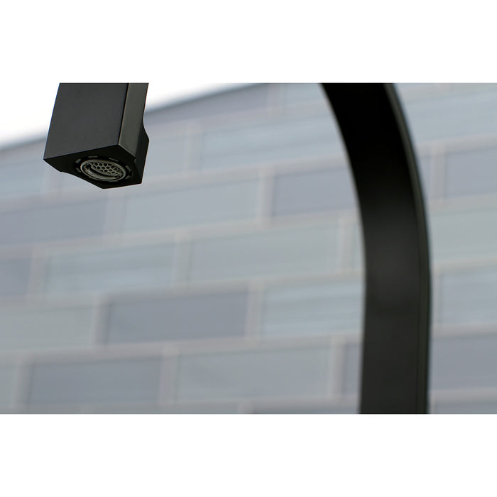 Kingston Sona LS8717CTLSP - Continental Single-Handle 2-Hole Deck Mount Kitchen Faucet with Side Sprayer, Matte Black/Polished Chrome