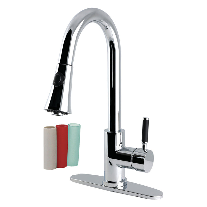 Kingston Kaiser LS8721DKL Single-Handle Pull-Down Kitchen Faucet, Polished Chrome
