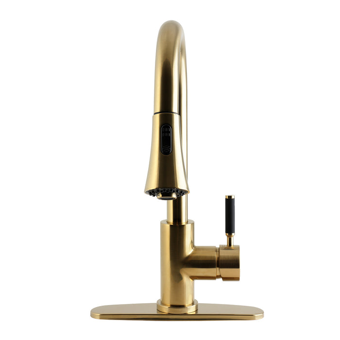 Kingston Kaiser LS8723DKL Single-Handle Pull-Down Kitchen Faucet, Brushed Brass