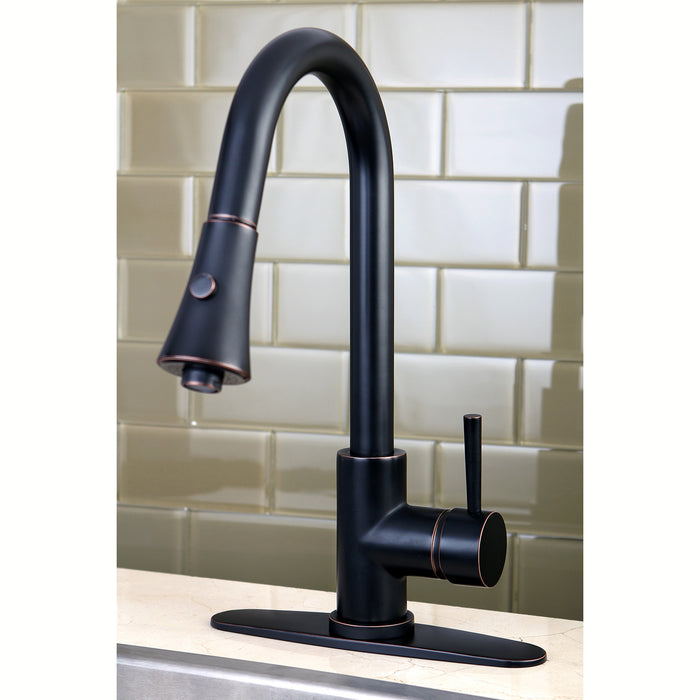 Kingston Tulare LS8726DL - Concord Single-Handle Pull-Down Kitchen Faucet, Naples Bronze