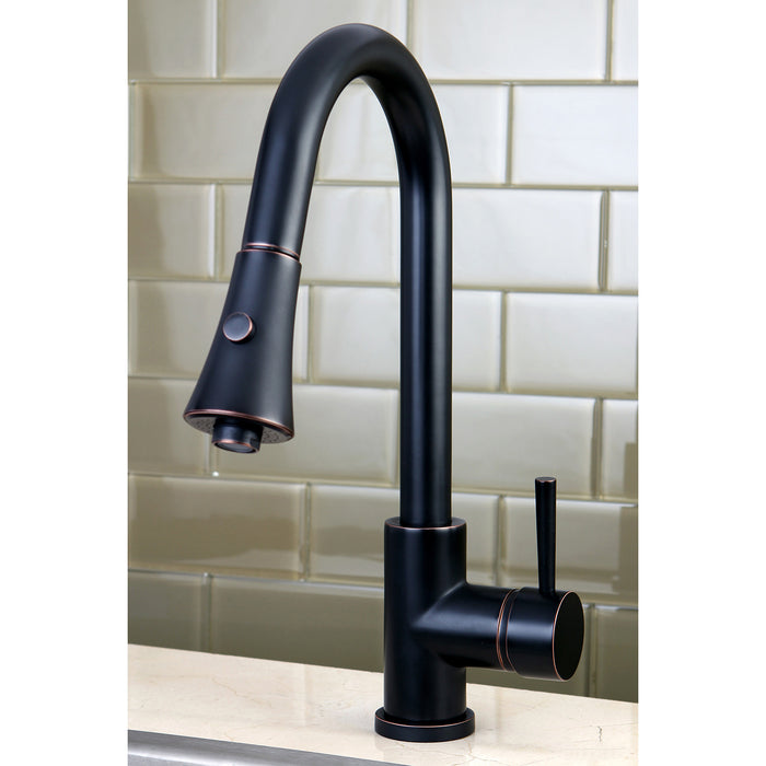 Kingston Tulare LS8726DL - Concord Single-Handle Pull-Down Kitchen Faucet, Naples Bronze
