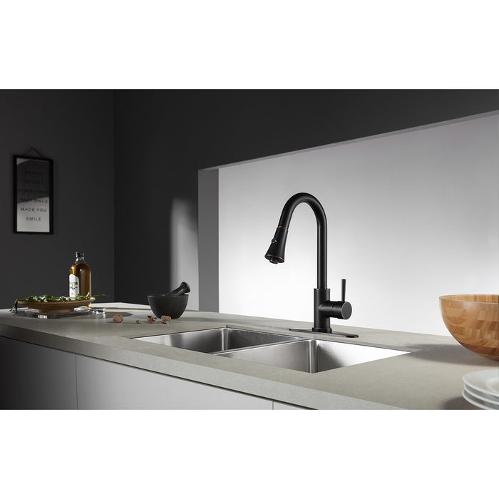 Kingston Tulare LS8726DL - Concord Single-Handle Pull-Down Kitchen Faucet, Naples Bronze