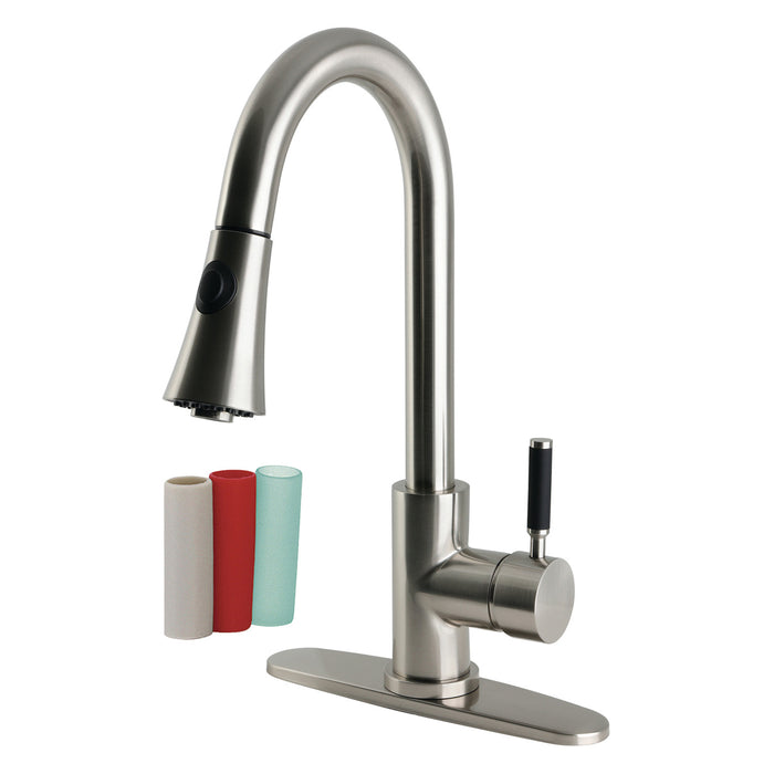Kingston Kaiser LS8728DKL Single-Handle Pull-Down Kitchen Faucet, Brushed Nickel