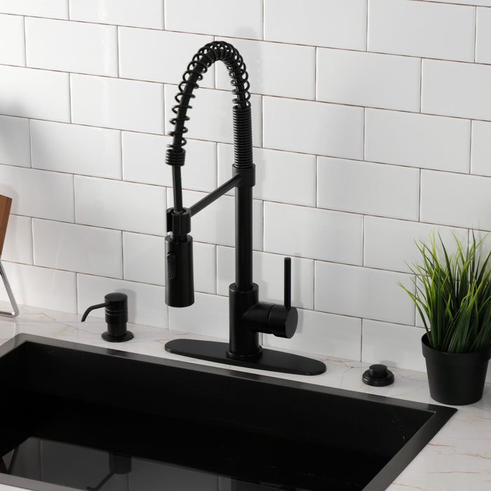 Kingston Sona LS8770DL - Concord Single-Handle 1-Hole Deck Mount Pre-Rinse Kitchen Faucet, Matte Black