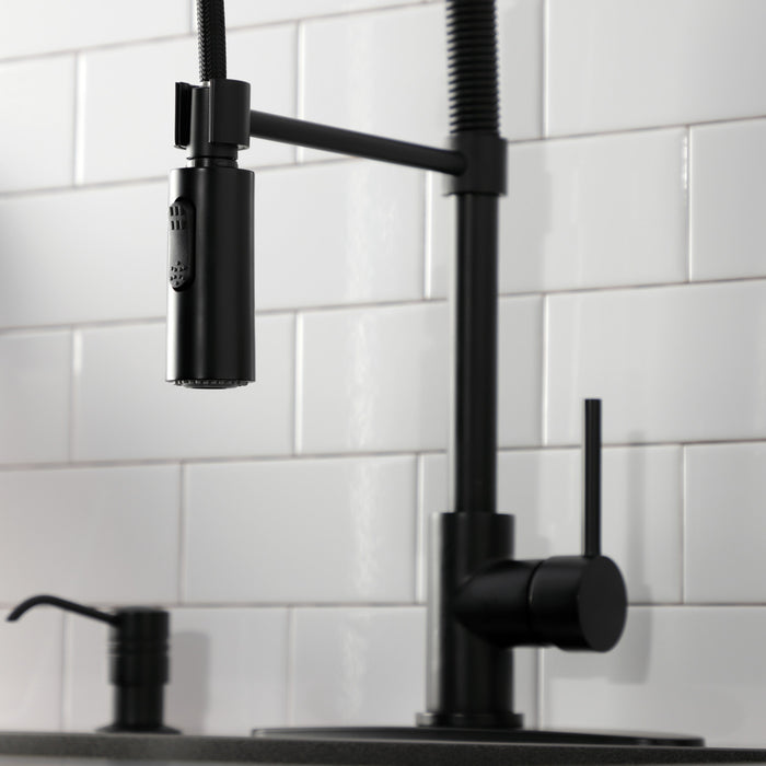 Kingston Sona LS8770DL - Concord Single-Handle 1-Hole Deck Mount Pre-Rinse Kitchen Faucet, Matte Black