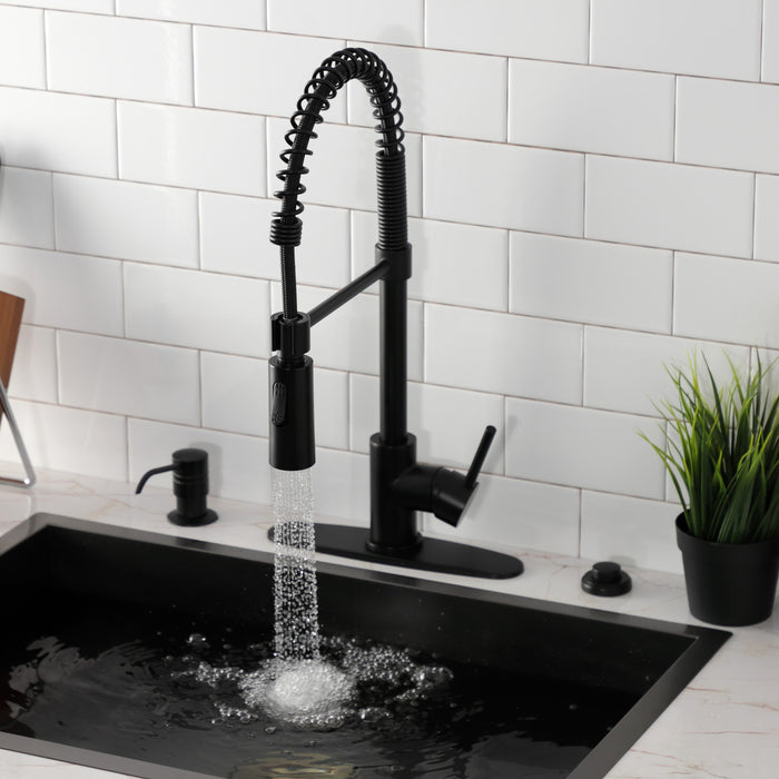 Kingston Sona LS8770DL - Concord Single-Handle 1-Hole Deck Mount Pre-Rinse Kitchen Faucet, Matte Black