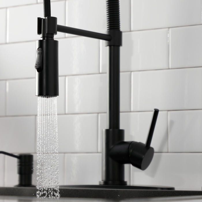 Kingston Sona LS8770DL - Concord Single-Handle 1-Hole Deck Mount Pre-Rinse Kitchen Faucet, Matte Black