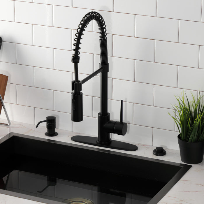 Kingston Sona LS8770NYL - New York Single-Handle 1-Hole Deck Mount Pre-Rinse Kitchen Faucet, Matte Black