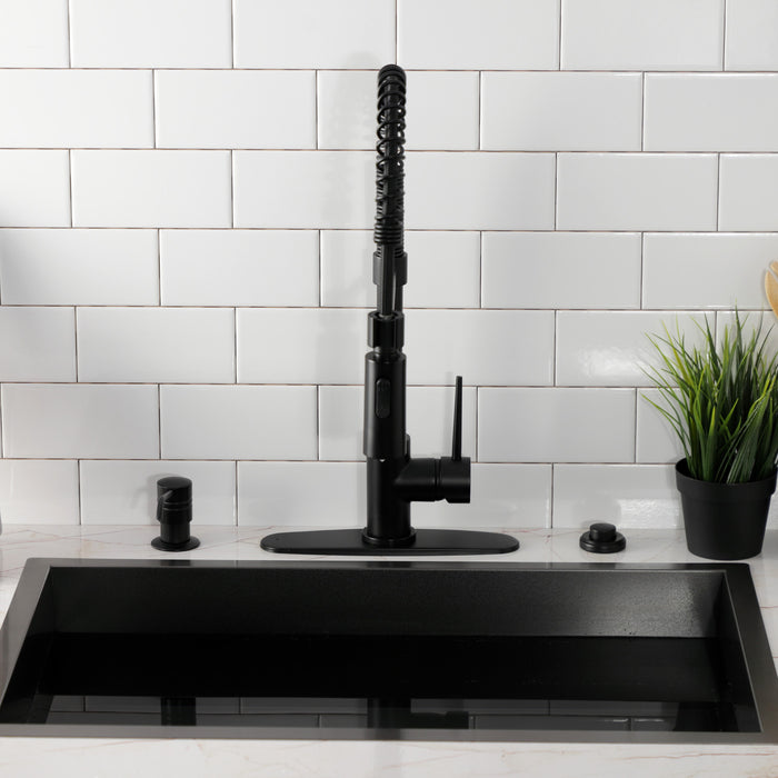 Kingston Sona LS8770NYL - New York Single-Handle 1-Hole Deck Mount Pre-Rinse Kitchen Faucet, Matte Black