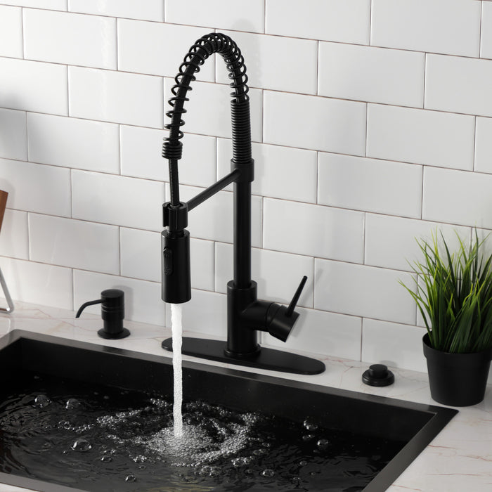 Kingston Sona LS8770NYL - New York Single-Handle 1-Hole Deck Mount Pre-Rinse Kitchen Faucet, Matte Black