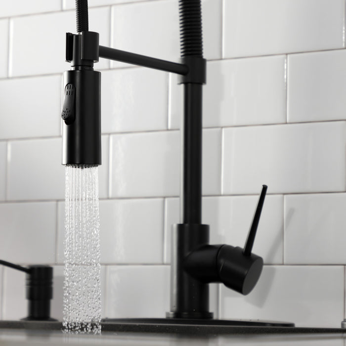 Kingston Sona LS8770NYL - New York Single-Handle 1-Hole Deck Mount Pre-Rinse Kitchen Faucet, Matte Black