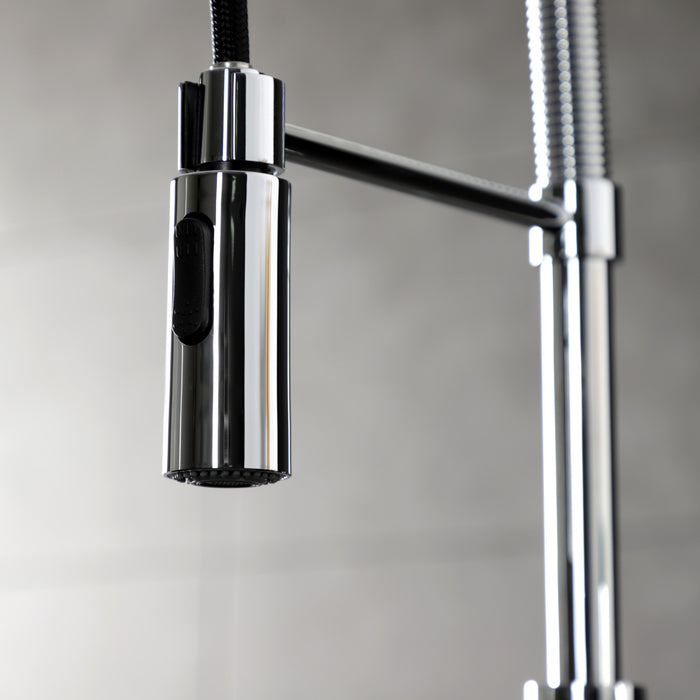 Kingston Sona LS8771CTL - Continental Single-Handle 1-Hole Deck Mount Pre-Rinse Kitchen Faucet, Polished Chrome