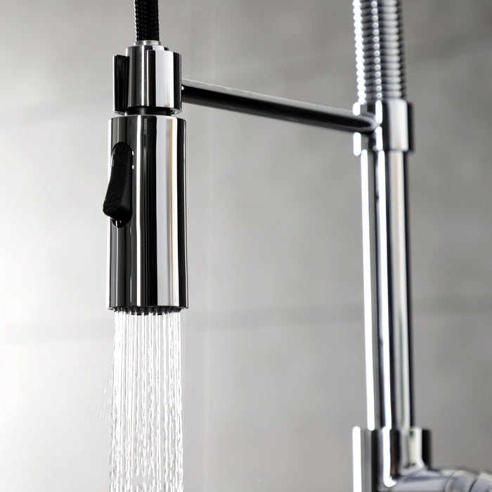 Kingston Sona LS8771CTL - Continental Single-Handle 1-Hole Deck Mount Pre-Rinse Kitchen Faucet, Polished Chrome