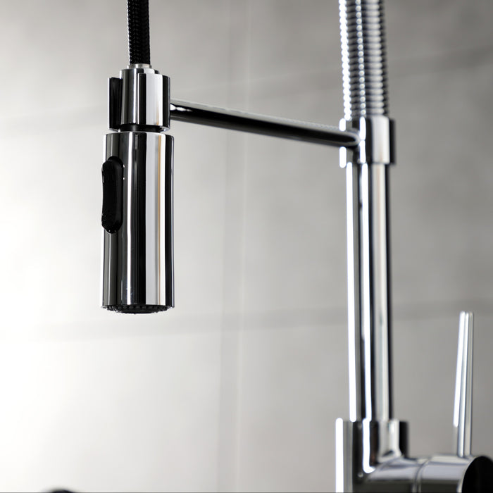 Kingston Sona LS8771NYL - New York Single-Handle 1-Hole Deck Mount Pre-Rinse Kitchen Faucet, Polished Chrome