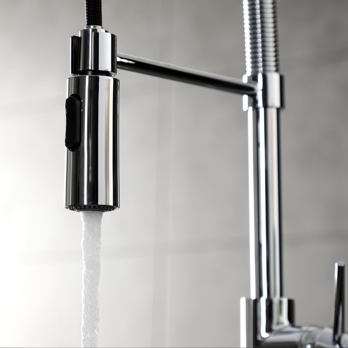 Kingston Sona LS8771NYL - New York Single-Handle 1-Hole Deck Mount Pre-Rinse Kitchen Faucet, Polished Chrome