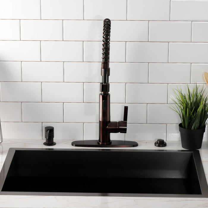 Kingston Sona LS8775CTL - Continental Single-Handle 1-Hole Deck Mount Pre-Rinse Kitchen Faucet, Oil Rubbed Bronze