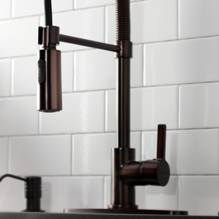 Kingston Sona LS8775CTL - Continental Single-Handle 1-Hole Deck Mount Pre-Rinse Kitchen Faucet, Oil Rubbed Bronze