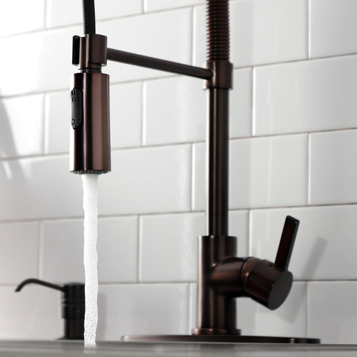 Kingston Sona LS8775CTL - Continental Single-Handle 1-Hole Deck Mount Pre-Rinse Kitchen Faucet, Oil Rubbed Bronze