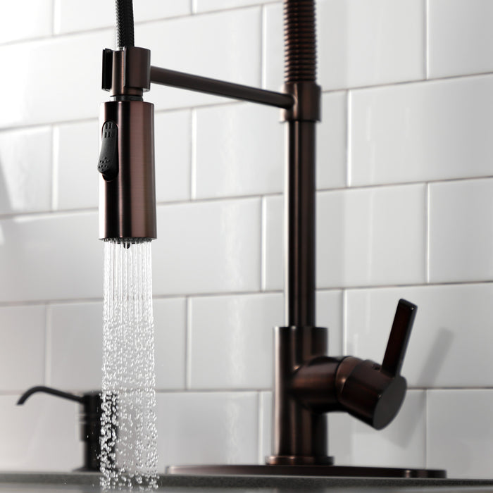 Kingston Sona LS8775CTL - Continental Single-Handle 1-Hole Deck Mount Pre-Rinse Kitchen Faucet, Oil Rubbed Bronze