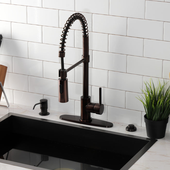 Kingston Sona LS8775DL - Concord Single-Handle 1-Hole Deck Mount Pre-Rinse Kitchen Faucet, Oil Rubbed Bronze