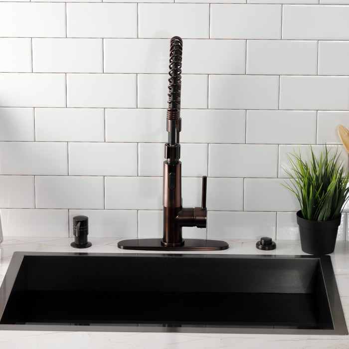 Kingston Sona LS8775DL - Concord Single-Handle 1-Hole Deck Mount Pre-Rinse Kitchen Faucet, Oil Rubbed Bronze