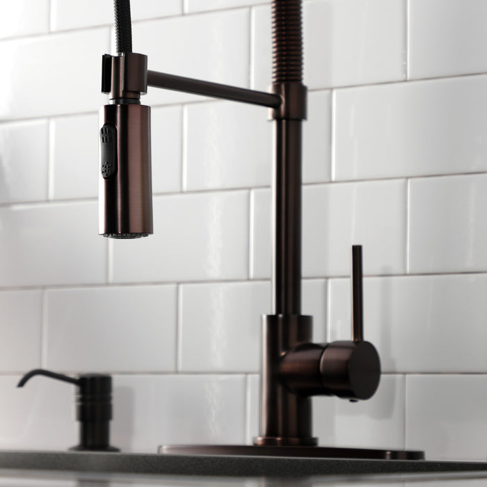 Kingston Sona LS8775DL - Concord Single-Handle 1-Hole Deck Mount Pre-Rinse Kitchen Faucet, Oil Rubbed Bronze