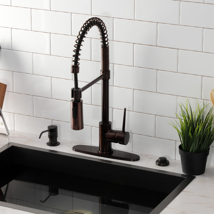 Kingston Sona LS8775NYL - New York Single-Handle 1-Hole Deck Mount Pre-Rinse Kitchen Faucet, Oil Rubbed Bronze