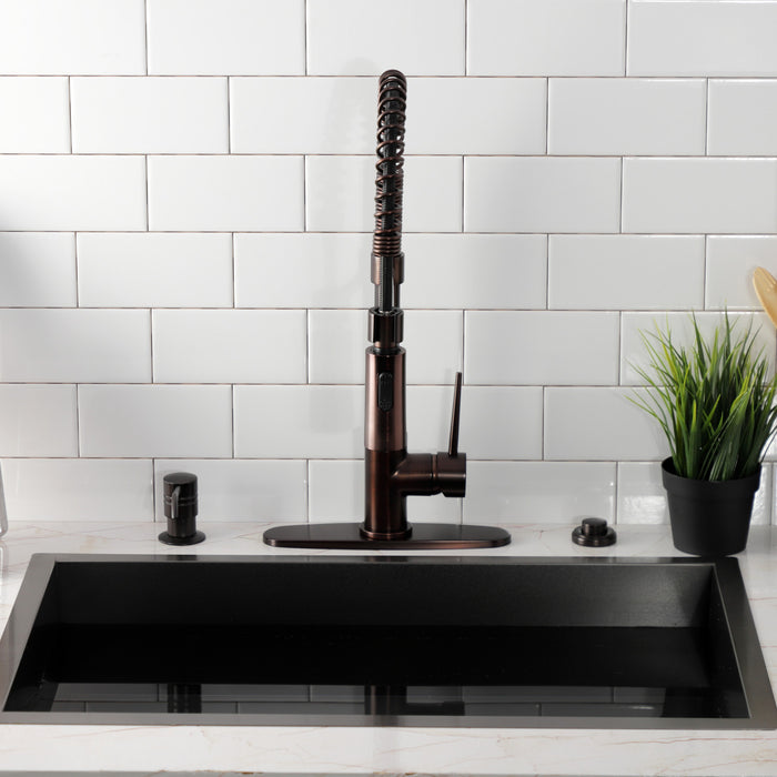 Kingston Sona LS8775NYL - New York Single-Handle 1-Hole Deck Mount Pre-Rinse Kitchen Faucet, Oil Rubbed Bronze