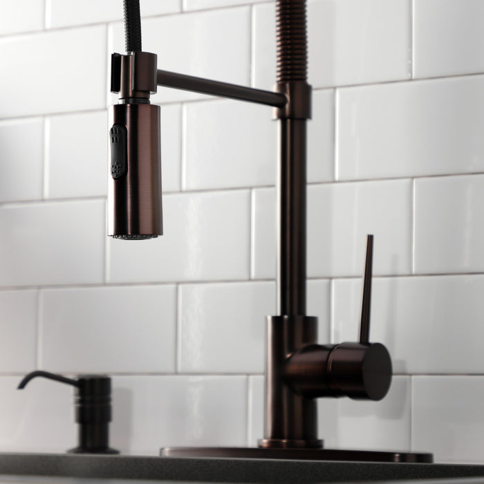 Kingston Sona LS8775NYL - New York Single-Handle 1-Hole Deck Mount Pre-Rinse Kitchen Faucet, Oil Rubbed Bronze