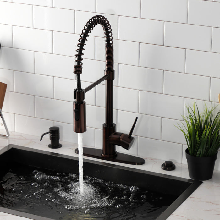 Kingston Sona LS8775NYL - New York Single-Handle 1-Hole Deck Mount Pre-Rinse Kitchen Faucet, Oil Rubbed Bronze