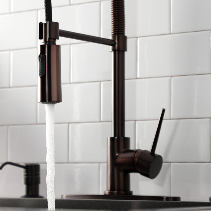 Kingston Sona LS8775NYL - New York Single-Handle 1-Hole Deck Mount Pre-Rinse Kitchen Faucet, Oil Rubbed Bronze