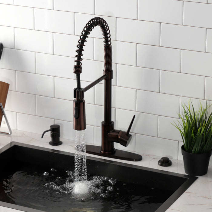 Kingston Sona LS8775NYL - New York Single-Handle 1-Hole Deck Mount Pre-Rinse Kitchen Faucet, Oil Rubbed Bronze