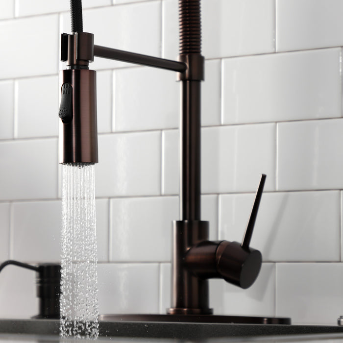 Kingston Sona LS8775NYL - New York Single-Handle 1-Hole Deck Mount Pre-Rinse Kitchen Faucet, Oil Rubbed Bronze