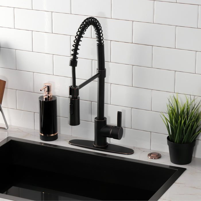 Kingston Sona LS8776CTL - Continental Single-Handle 1-Hole Deck Mount Pre-Rinse Kitchen Faucet, Naples Bronze