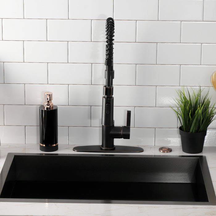 Kingston Sona LS8776CTL - Continental Single-Handle 1-Hole Deck Mount Pre-Rinse Kitchen Faucet, Naples Bronze