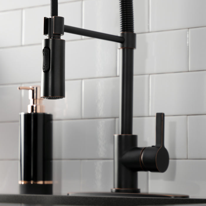 Kingston Sona LS8776CTL - Continental Single-Handle 1-Hole Deck Mount Pre-Rinse Kitchen Faucet, Naples Bronze