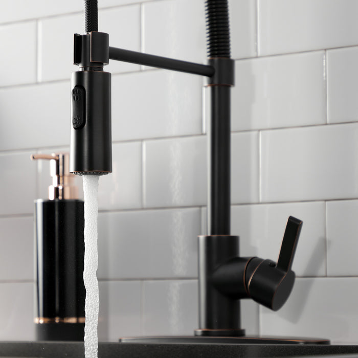 Kingston Sona LS8776CTL - Continental Single-Handle 1-Hole Deck Mount Pre-Rinse Kitchen Faucet, Naples Bronze