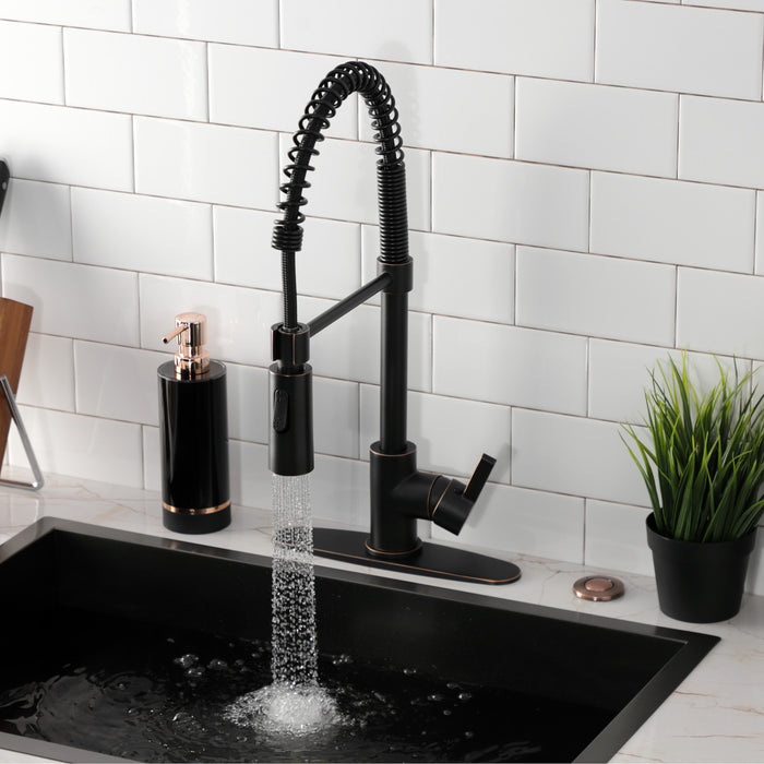 Kingston Sona LS8776CTL - Continental Single-Handle 1-Hole Deck Mount Pre-Rinse Kitchen Faucet, Naples Bronze