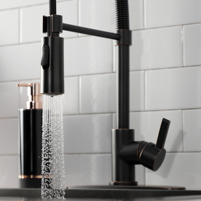 Kingston Sona LS8776CTL - Continental Single-Handle 1-Hole Deck Mount Pre-Rinse Kitchen Faucet, Naples Bronze