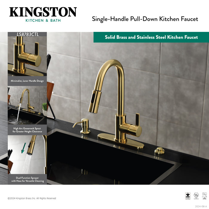 Kingston Sona LS8780CTL - Continental Single-Handle Pull-Down Kitchen Faucet, Matte Black
