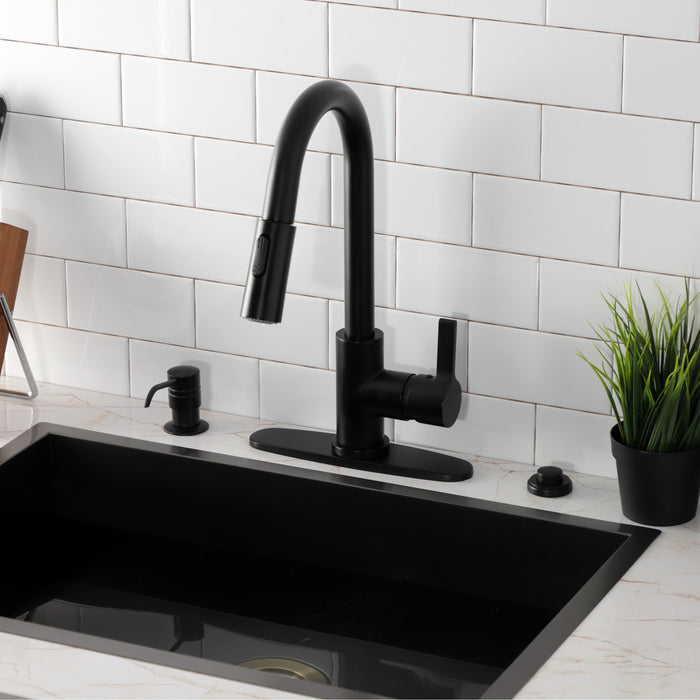 Kingston Sona LS8780CTL - Continental Single-Handle Pull-Down Kitchen Faucet, Matte Black